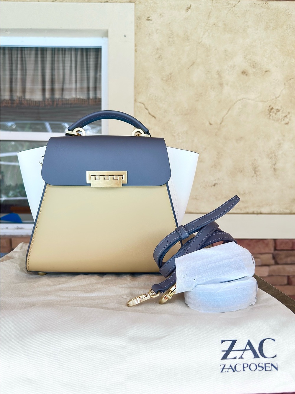 ZAC POSEN ~ Elegant/Functional Two-Tone Mini Handbag/Crossbody/Backpack